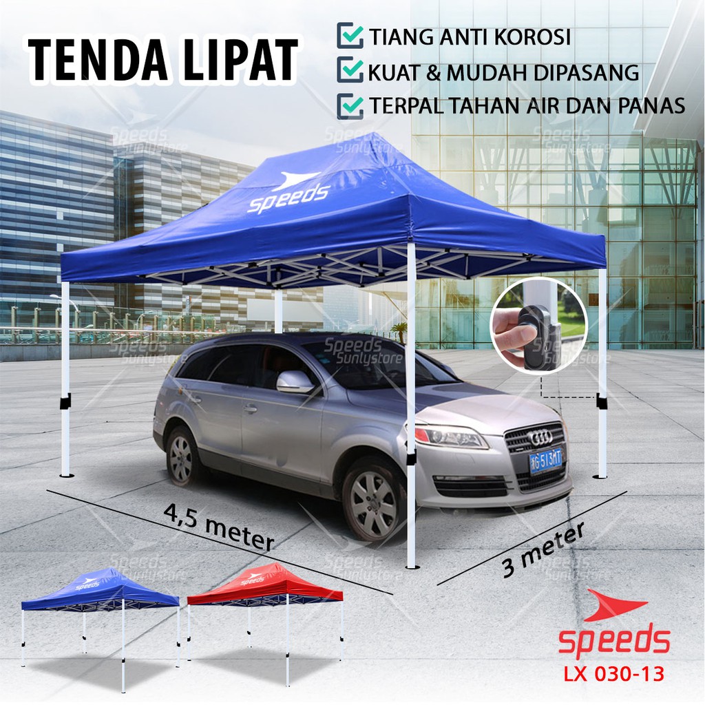 SPEEDS Tenda Jualan Tenda Lipat 3 x 4,5 M Tenda Bazzar Pameran Tenda Otomatis Rangka Putih 030-13