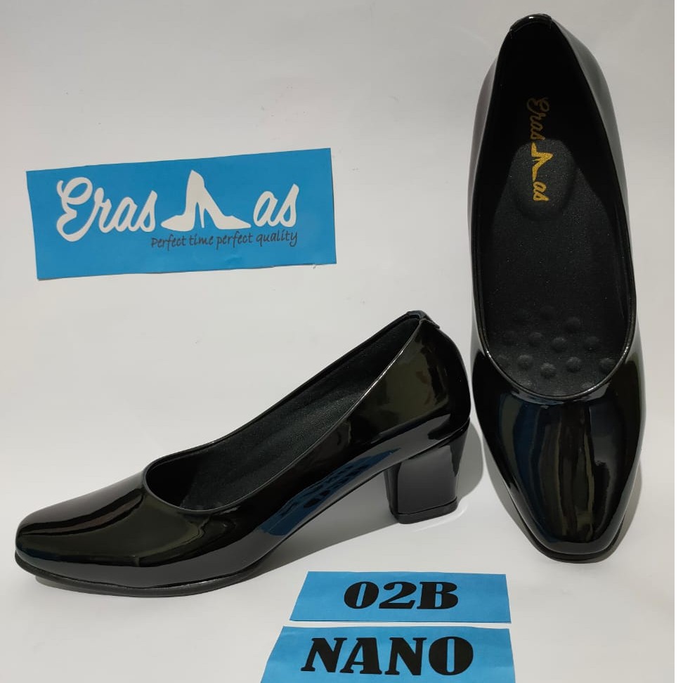 ERASMAS 02A Heels 3 cm Sepatu Pantofel Wanita / Sepatu Dinas PDH Kantor / Sepatu Kerja Wanita / Sepatu Formal Wanita / Sepatu Kantor Wanita / Sepatu Ujung Bulat