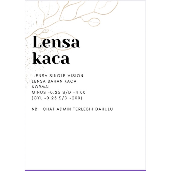LENSA BAHAN KACA SINGLE VISION