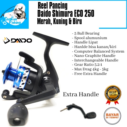 Reel Pancing Daido New Simura Eco 250 GRATIS Handle (5 Bearing) Spool Alumunium Murah - Engkus Fishing