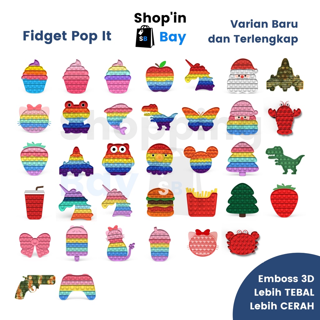 [SB] PI-01 Fidget Push Pop It Mainan Penghilang Stress Relief Kids / Adult Fidget Toy