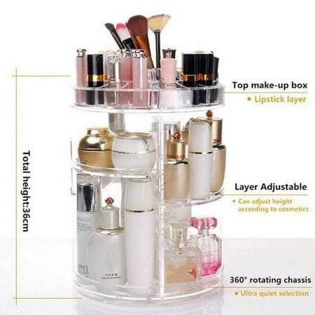 JT - Rak Kosmetik Acrylic Putar 360 Derajat Diamond / Polos Rak Make Up Organizer Makeup / Rak Kosmetik Akrilik Diamond Putar 4 Susun