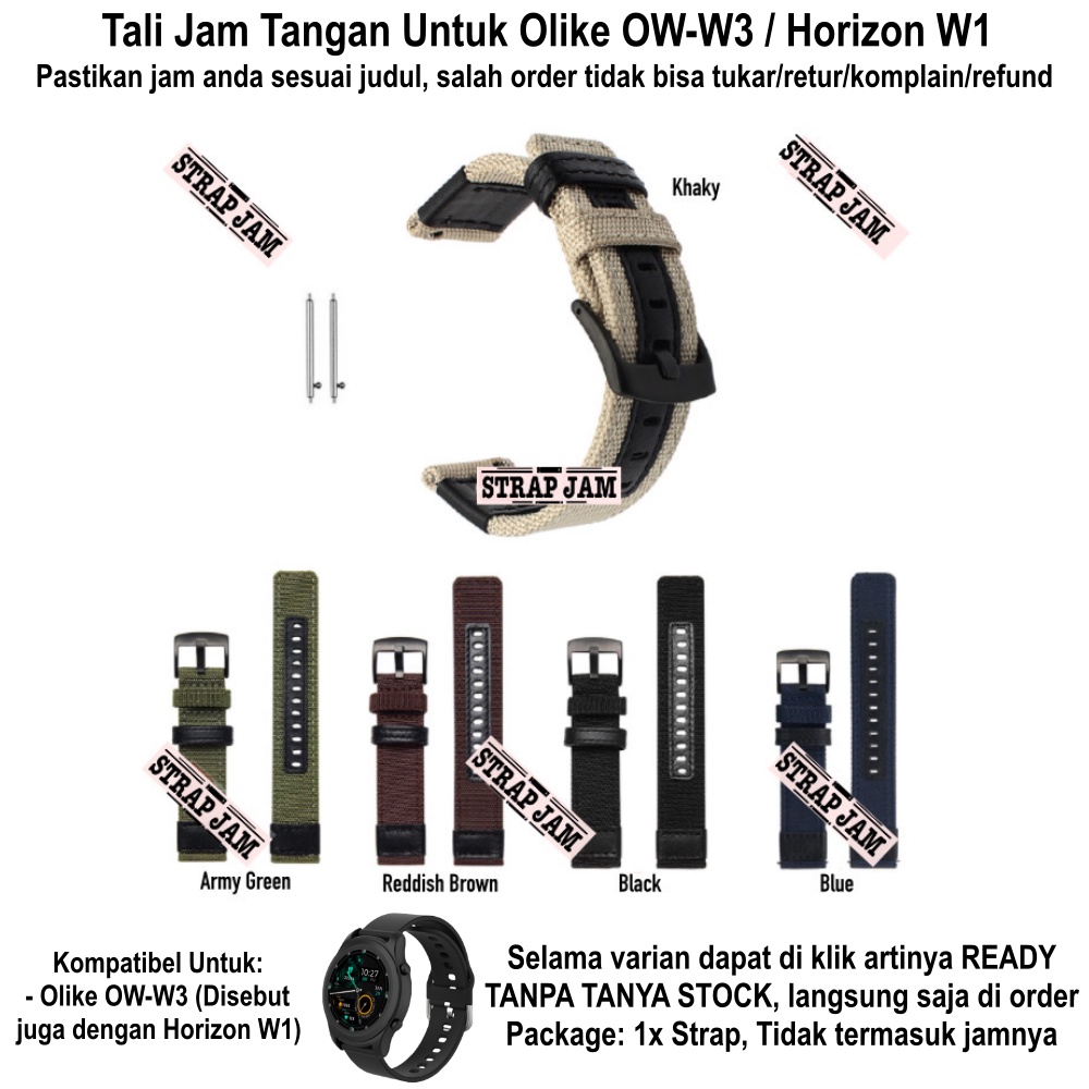 Strap Olike OW-W3 Horizon W1 - Tali Jam Tangan 20mm Woven Kanvas Nylon