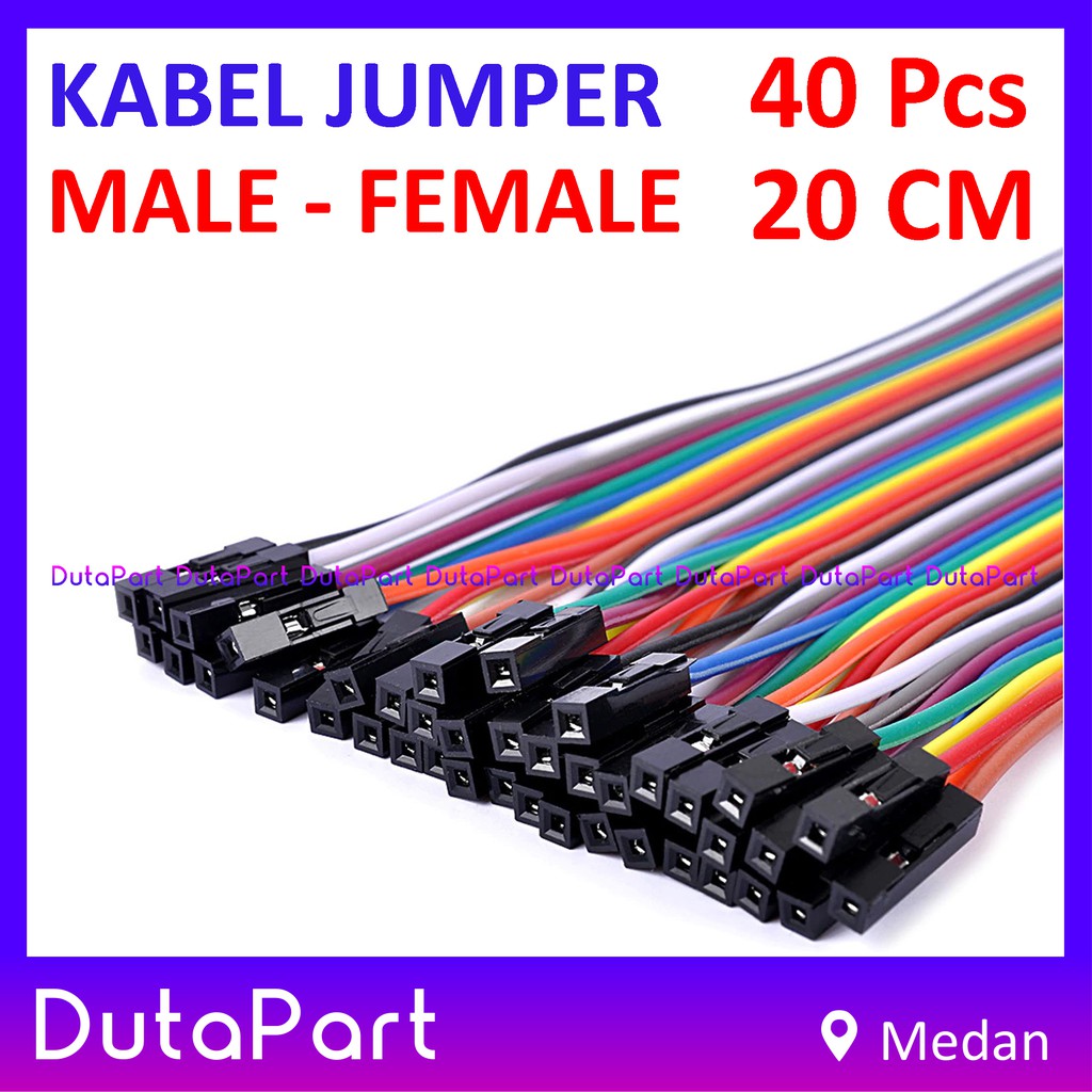 40Pcs Kabel Jumper 20cm MALE to FEMALE Dupont Cable Wire Pelangi