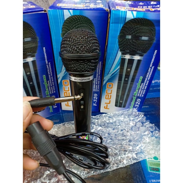 Microphone DYNAMIC Mic Kabel Karaoke FLECO F 320 // F 318 Mic Kabel Suara Jernih