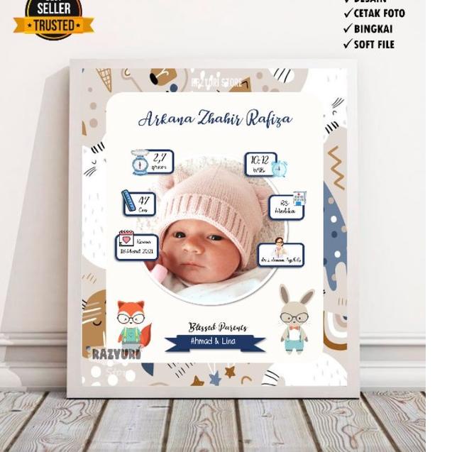 ♪ BINGKAI BIODATA BAYI MINIMALIS/KADO KELAHIRAN AESTHETIC/BINGKAI BIODATA ANAK/MINIMALIS/AESTHETIC ➥