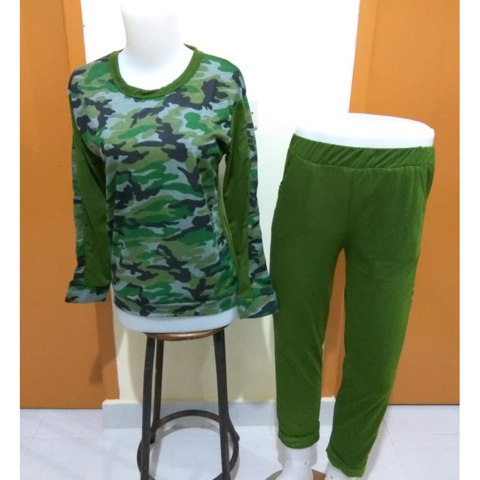 KAOS ARMY WANITA - KAOS LORENG WANITA - KAOS WANITA SETELAN