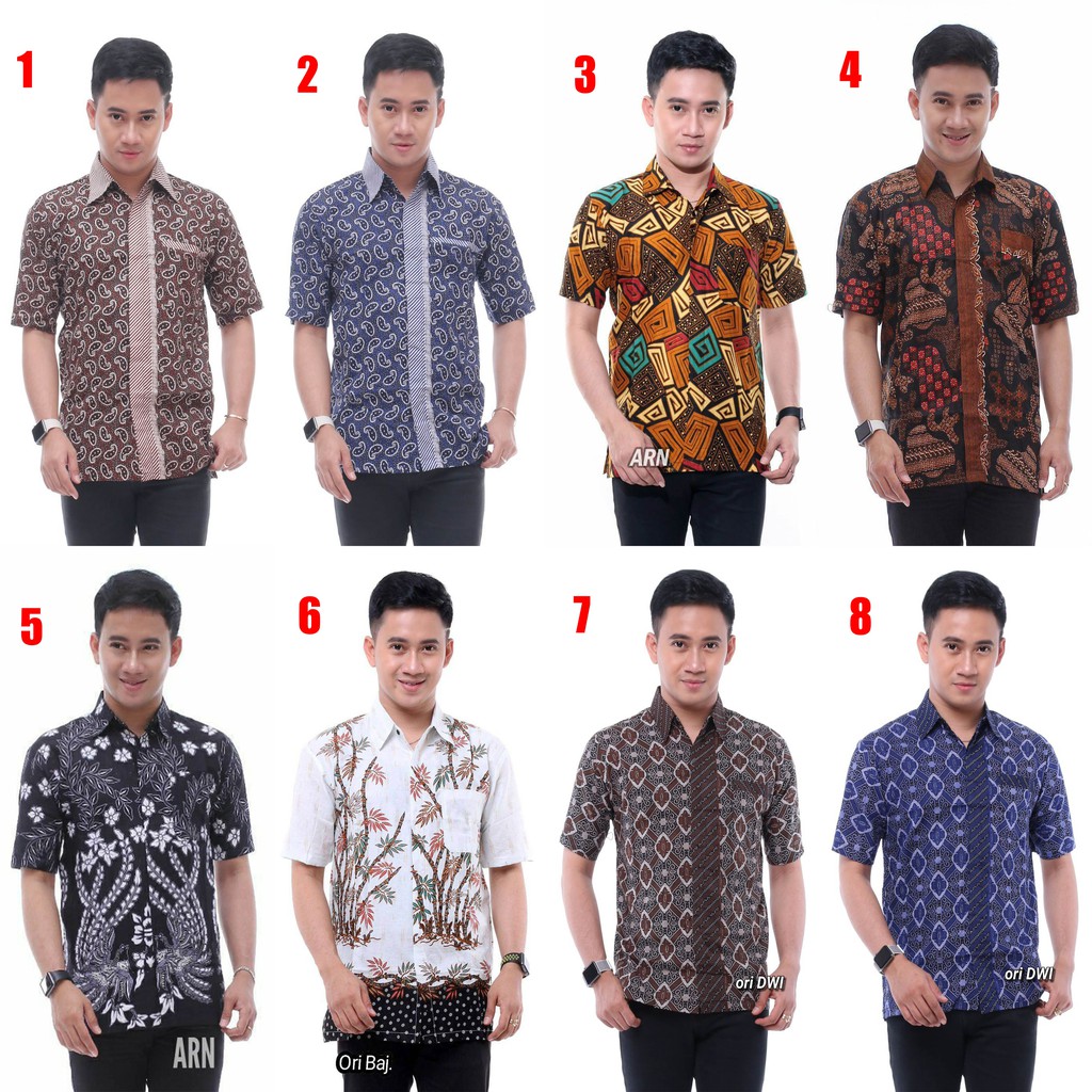 Bswart Batik Hrb026 Kenongo Hem Pendek Padi Pekalongan M L Xl Batik Pria Murah Modern Grosir Batik