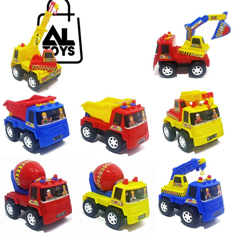 MAINAN ANAK MOBIL TRUCK CONTRUKSI CRANE MIXER BUILDOZER KONTRUKSI STUN CARS PULBEK