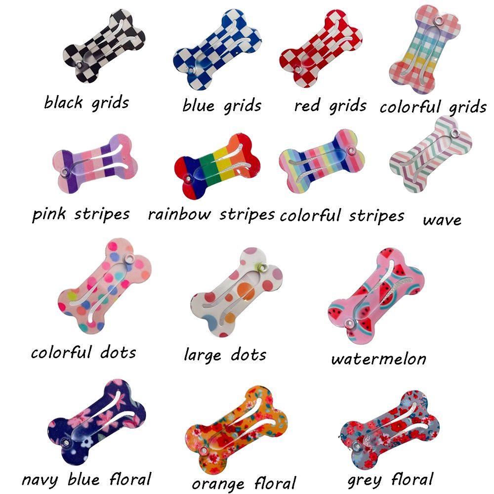 Jepit Rambut Bentuk Tulang Motif Garis Warna-Warni Ukuran 2.5cm Untuk Anjing / Kucing