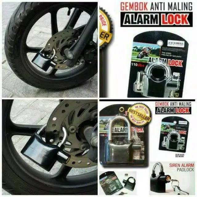 (BAYAR DITEMPAT/COD) GEMBOK ALARM UNTUK ANTI MALING BUAT MOTOR MOBIL PAGAR PINTU SAFE/kuke