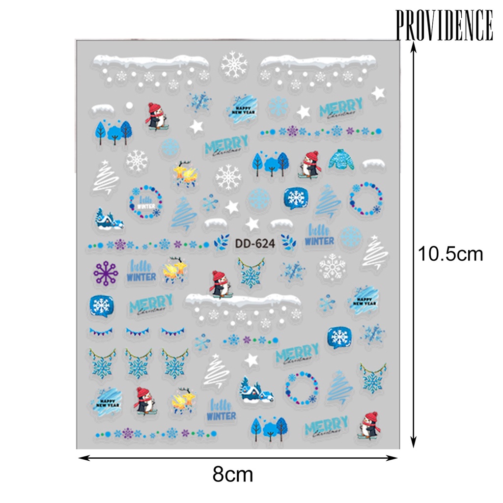 Providence Manicure Decal Delicate Glue-free Portable Christmas New Year Nail Art Transfer Sticker for Women