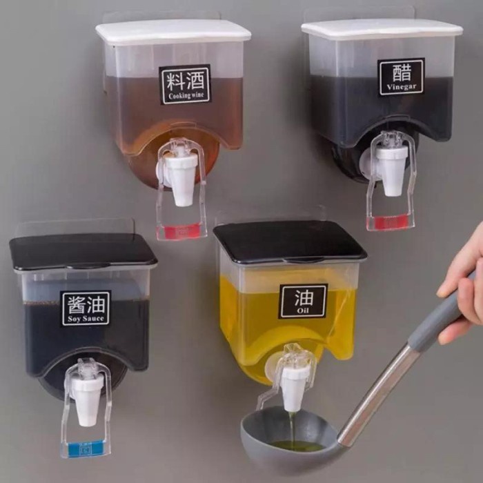 Dispenser Bumbu Masakan Cair/ Dispenser Tempat Saus Minyak 550ML /Suspended Wall Hanging Storage - SC