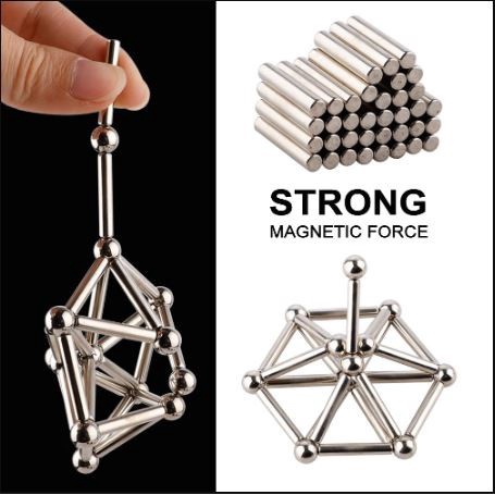 Mainan Magnetik Steel Metalic Stick and Bucky Balls Silver J75