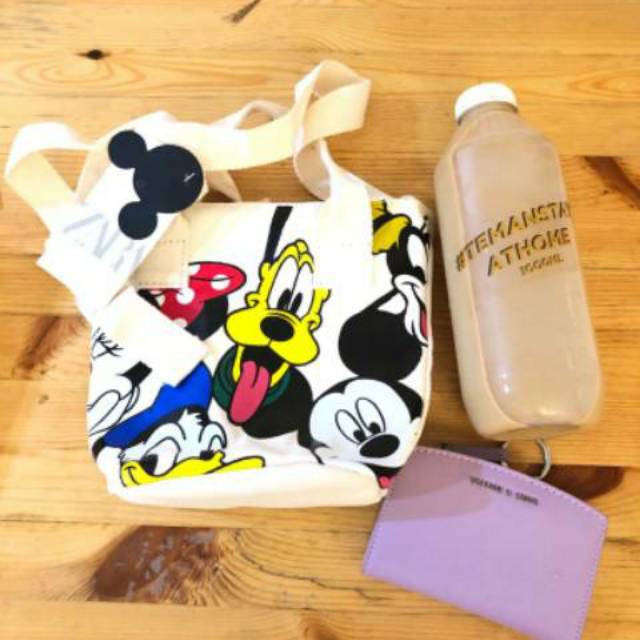 Zara kanvas mickey n friend mini bag