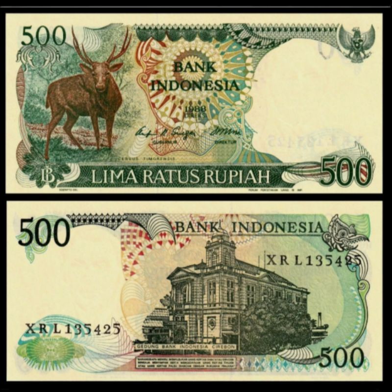uang kertas kuno 500 rupiah kijang tahun 1988