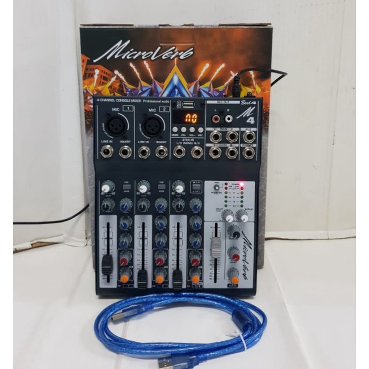 MIXER 4 CHANNEL MICROVERB BEST-4 USB BLUETOOH EFFECT VOCAL DELAY