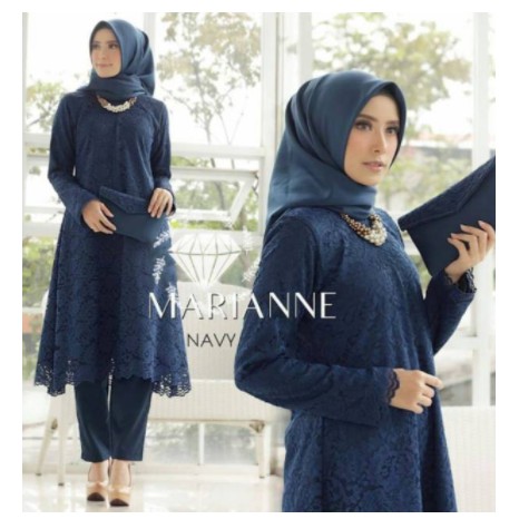 One Set | Setelan muslimah brukat - baju kondangan - atasan celana - setcel brukat