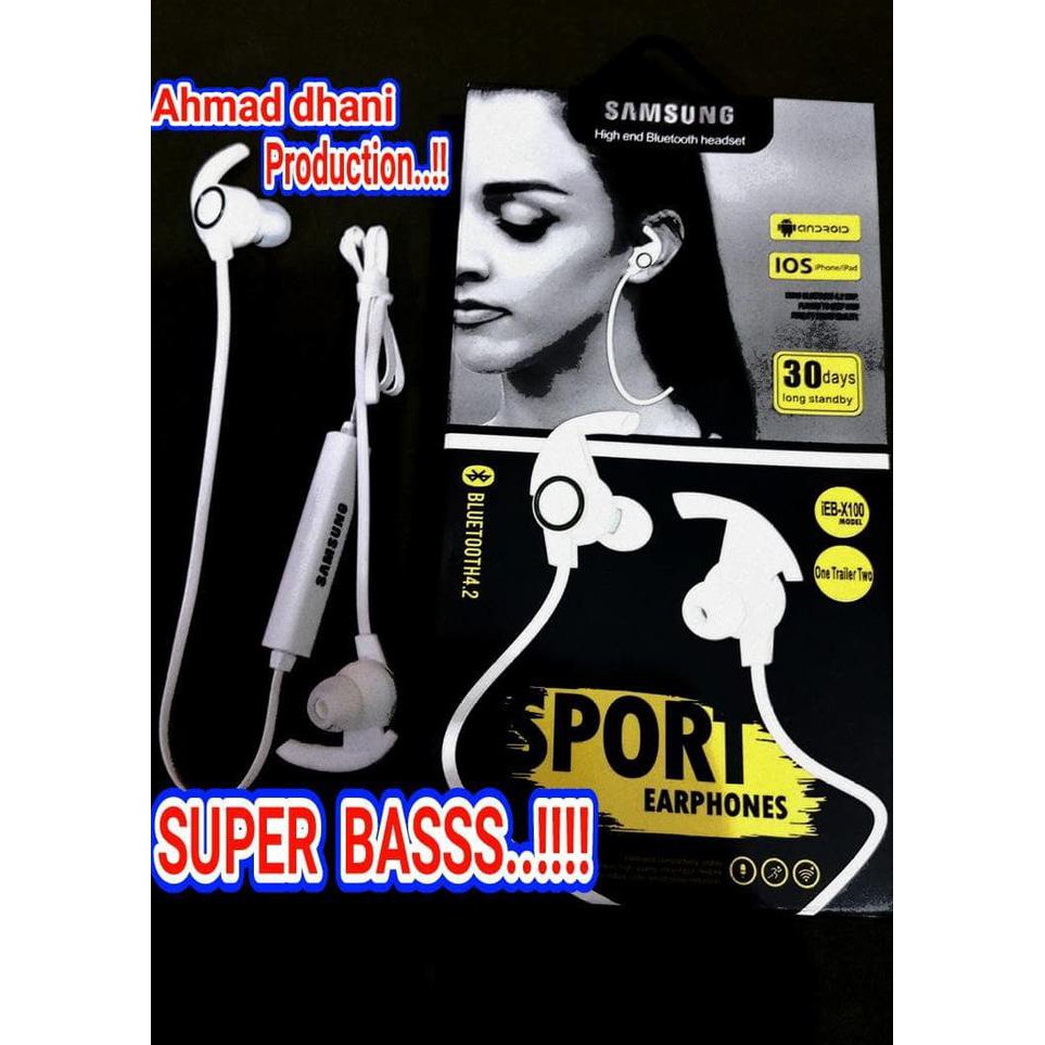 HEADSET BLUETOOTH KABEL SPORTY X 100 / HANDSFREE SAMSUNG BLUETOOTH 100