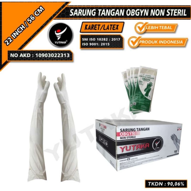 Sarung tangan medis Obgyn atau Gynecology non steril panjang 56cm Termurah bisa COD
