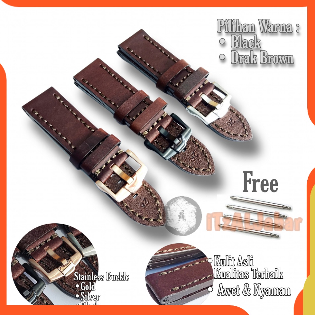 Tali jam tangan Kulit asli 22mm 24mm 26mm Leather strap WH142