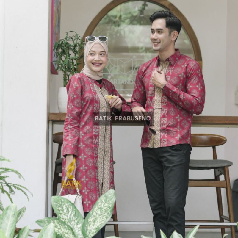 Couple Series Hanum Merah Original Batik Prabuseno Katun Printing Handmade High Quality Produk Solo