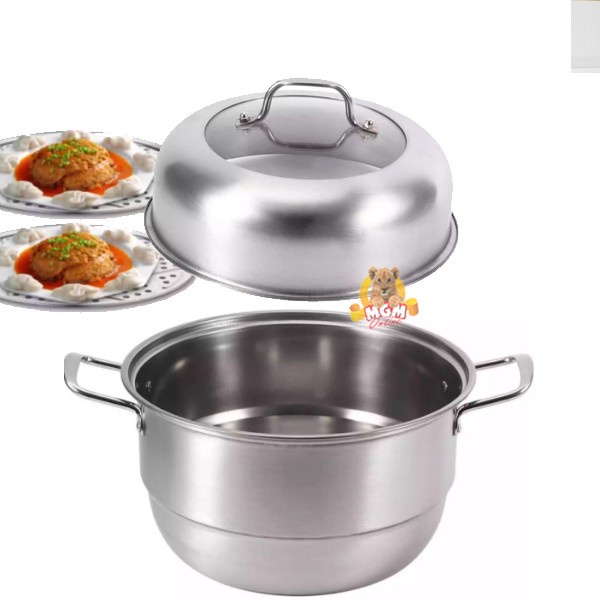 PREMIUM Steamer POT 28cm multiguna panci Stainless TEBAL Susun 2