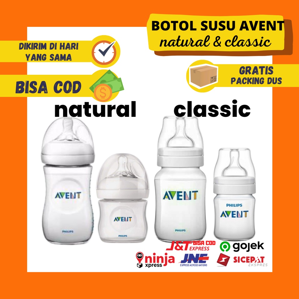 Avent Natural Botol Susu 125 ml dan 260 ml Twin 4 Oz &amp; 9 Oz Philip Philips (JUAL SATUAN)