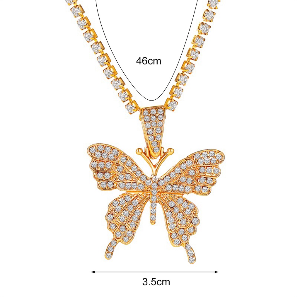 Hu Hu Hu Hu Hu Alat Bantu Pasang Kacamata♡ Butterfly Kalung Choker Liontin Kupu-Kupu Aksen Berlian Imitasi Untuk Wanita