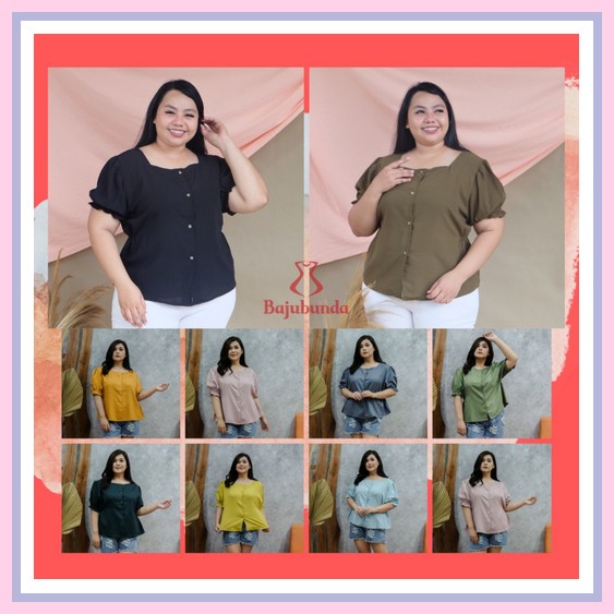 Krasa.Id Cella Shirts Bigsize Plussize Atasan Jumbo Kemeja Big Size At Atasan Big Size Ld 130 Wanita