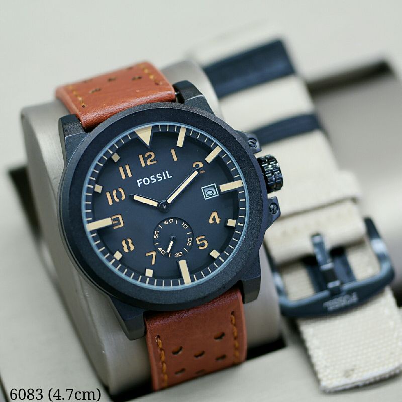 Jam tangan pria Foss il jam tangan kulit Fs6083 free kanvas