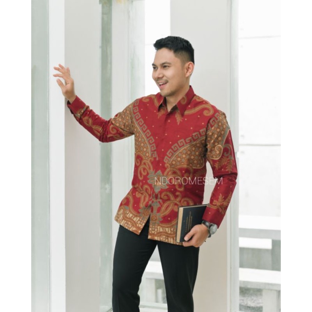 Batik lewung merah katun halus full furing