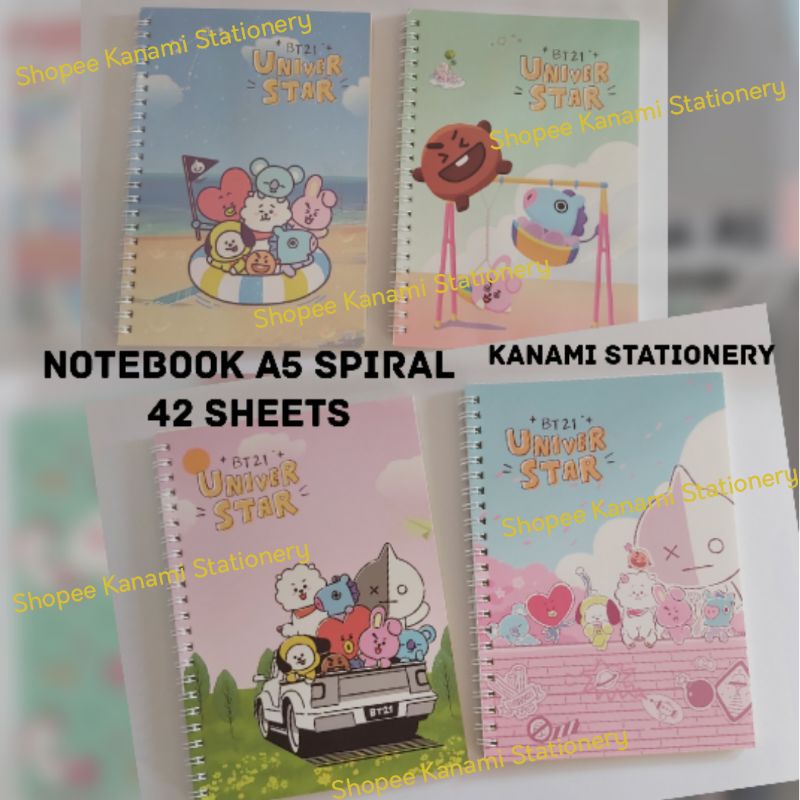 

Buku Tulis Garis A5 Spiral Karakter BT21 42 Lembar.