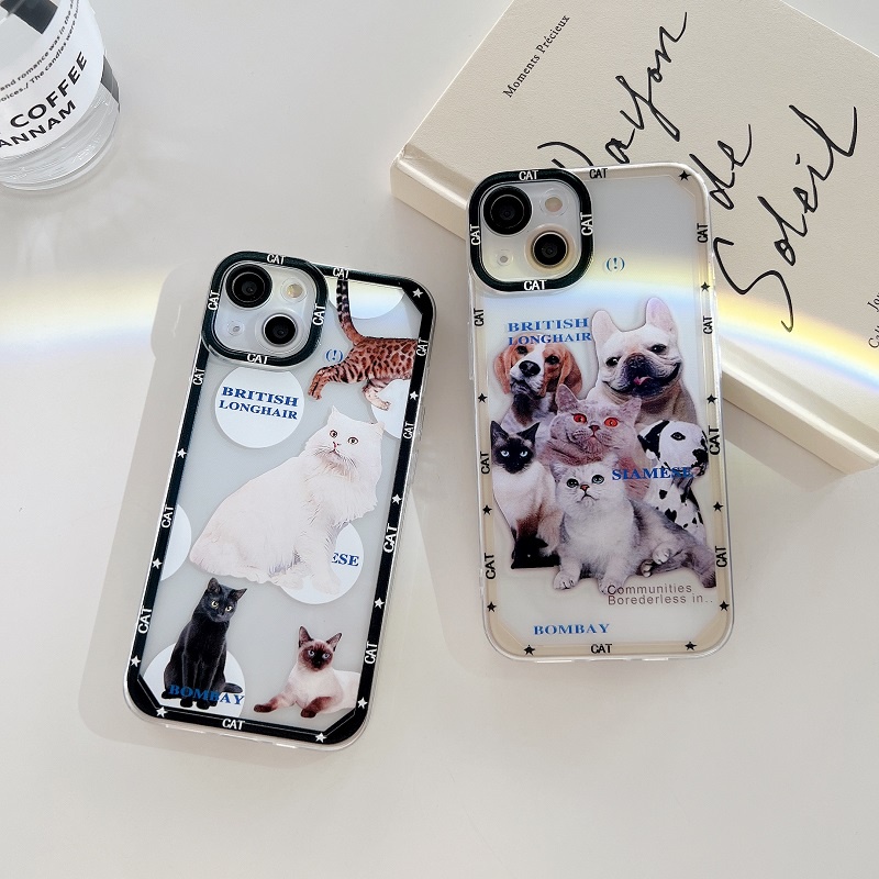 Soft Case Pelindung Lensa Anti Jatuh Motif Hewan Kucing Untuk iPhone 12 13 Pro MAX 11 X XR XS MAX 7 8 Plus