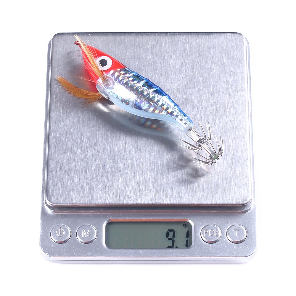 Hengjia 1pc Umpan Pancing Tiruan Bentuk Cumi-Cumi Bermata Besar 3D Eyes Shrimp Bait 9g / 10cm Floating Fishing Lure Squid Jig Hooks