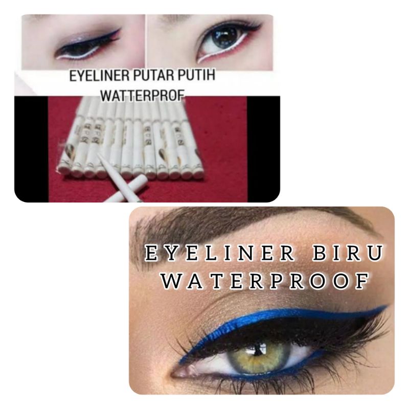 EYELINER PENSIL WATERPROOF (PUTIH & BIRU) EYELINER PUTIH EYELINER BIRU