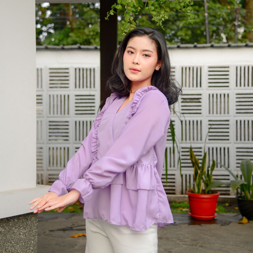 Yuna Blouse - Blus Rempel Polos Korea