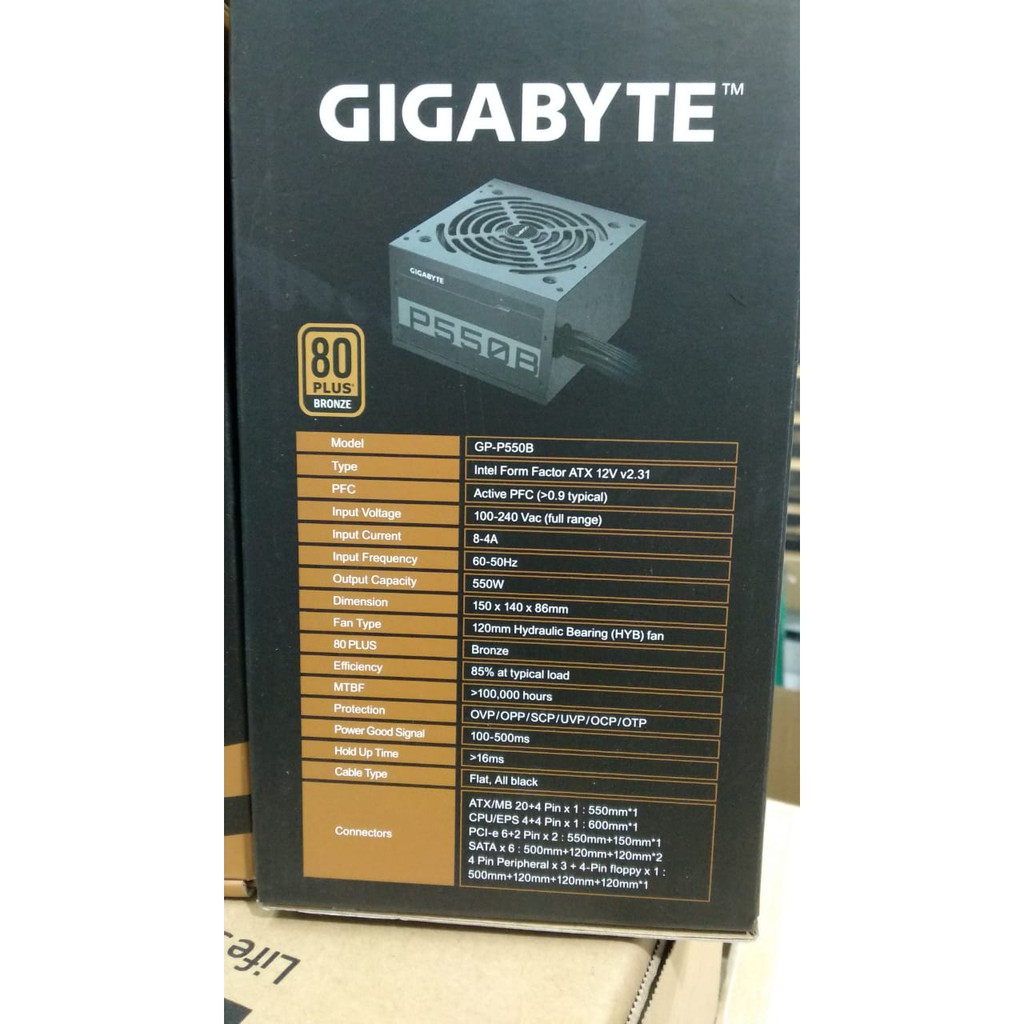 Power Supply Gigabyte P550B 80+ Bronze 550W PSU