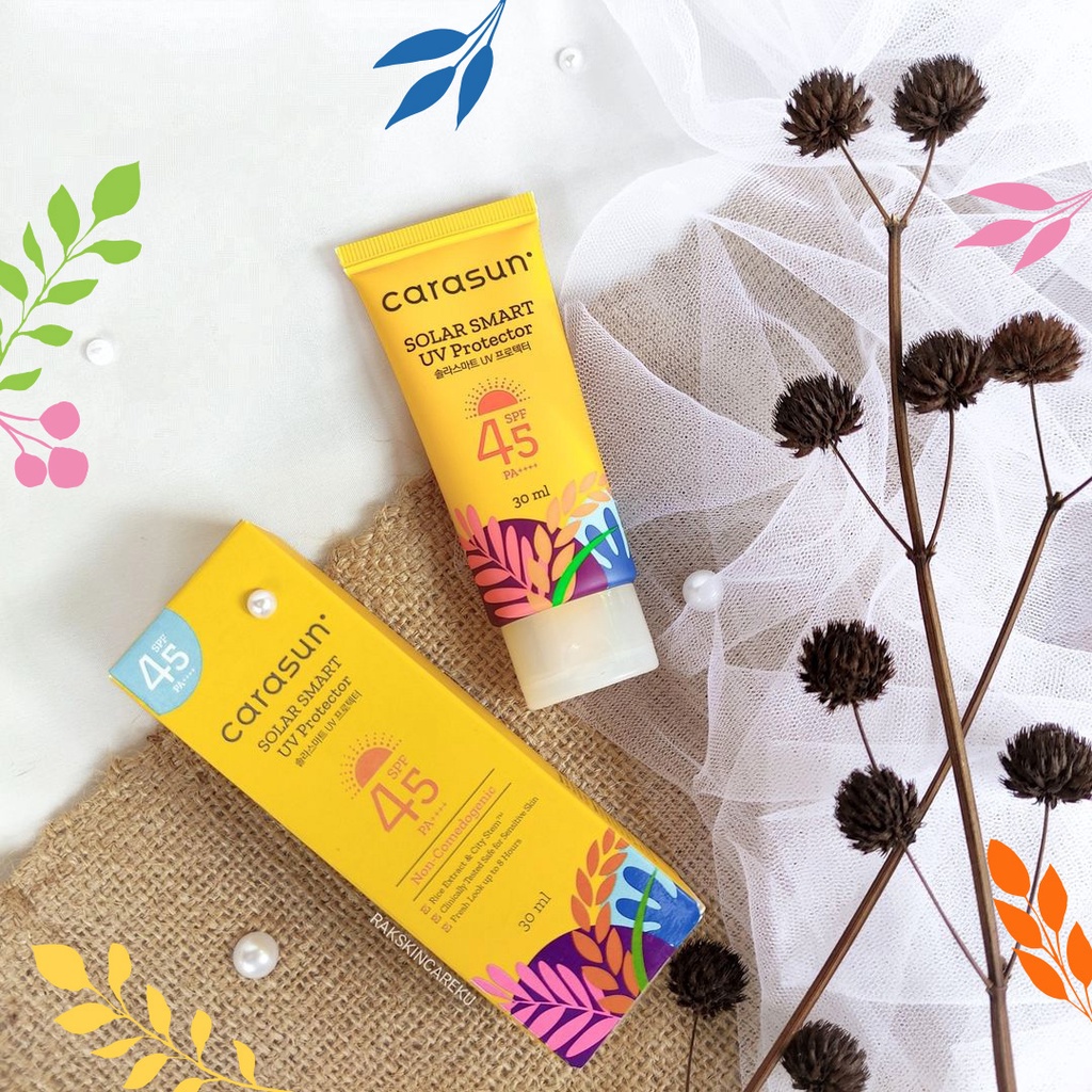 Carasun Solar Smart UV Protector SPF 45 PA++++ Sunscreen - Ukuran 30 ml (Sedang)  / 70 ml (Besar) / Sachet 8 ml (Travel) - BPOM Suncreen Sun Sunblok Sunblock Sun Blok Sun creen Suncren Sunscren Wajah