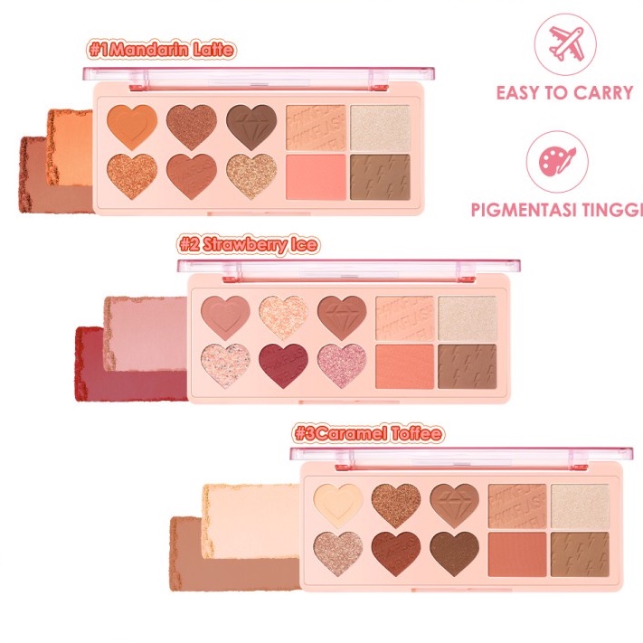 ★ BB ★  PINKFLASH Multi Face Palette - OhMyLove Multiple Face Palette Eye shadow Blush Highlighter Contour 3 Colors - PINK FLASH - PF M02