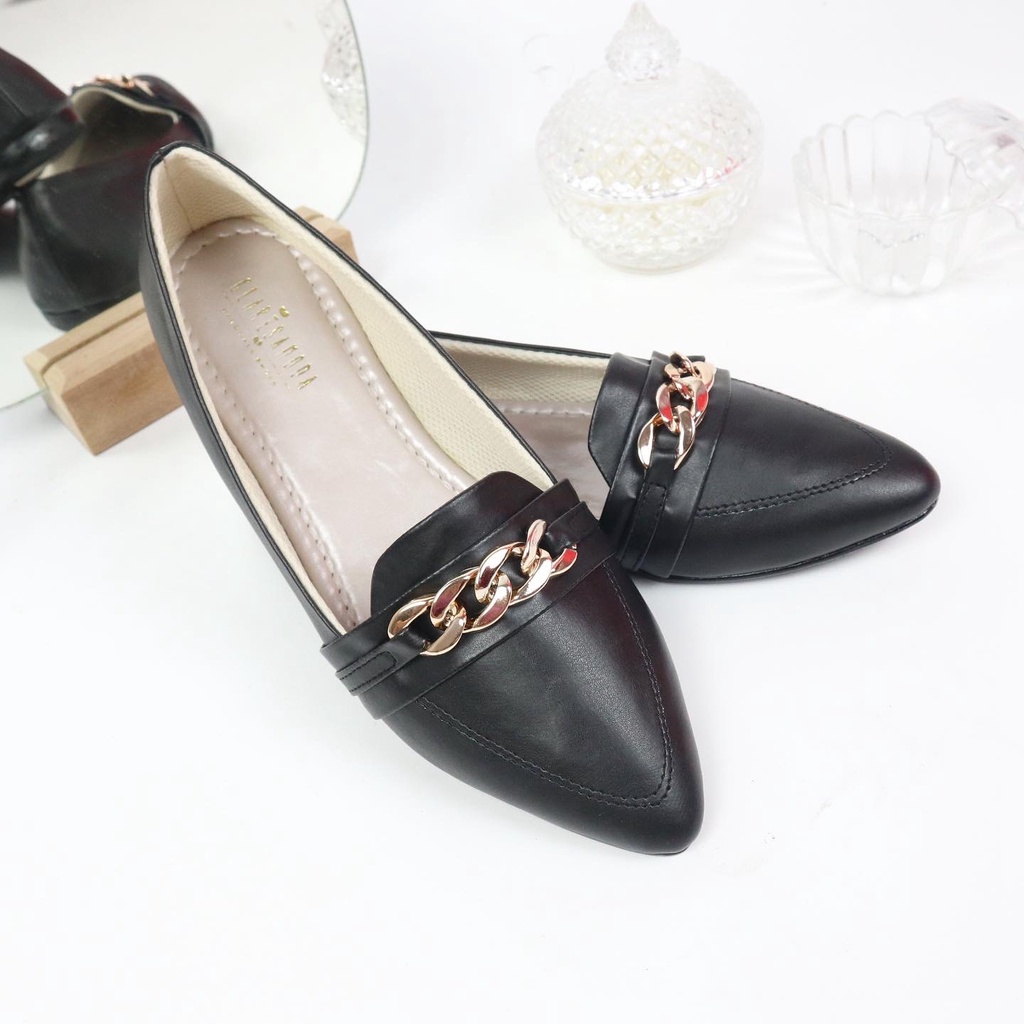 GLARISAMODA Marcy Flatshoes Rantai Gold normal to bigsize jumbo sepatu wanita