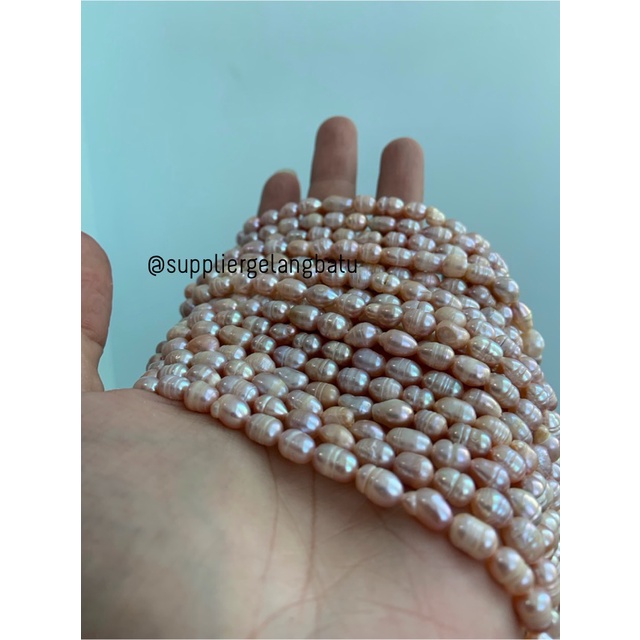 Bahan Mutiara Air Tawar Barok lavender 6 x 8mm oval baroque pearl