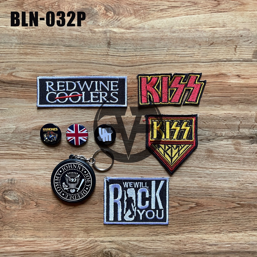 patch bordir paket MOTIF BAND KISS BLACK FLAG emblem kecil extra aksesoris untuk jaket, tas, slimbag