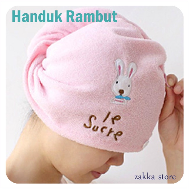 TOKOMUDA Towel Handuk Rambut Menyerap Air 7x Lebih Cepat Cute Rabbit lw41 Magic Towel