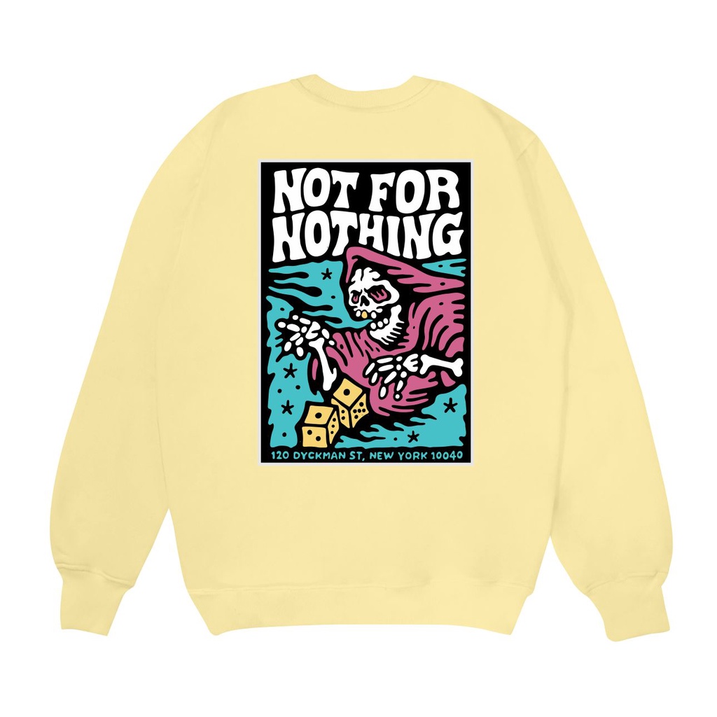 Sweatshirt Sweater Crewneck Not For Nothing Sablon Depan Belakang Sweater Cotton Fleece Big Size Unisex Size M -XXL