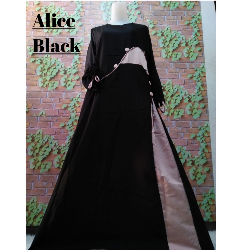 Alice dress serut kancing kombinasi 2 warna baloteli