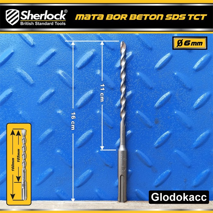 Mata Bor Beton SDS Material TCT / Sherlock Panjang 160 mm x Diameter 6 mm