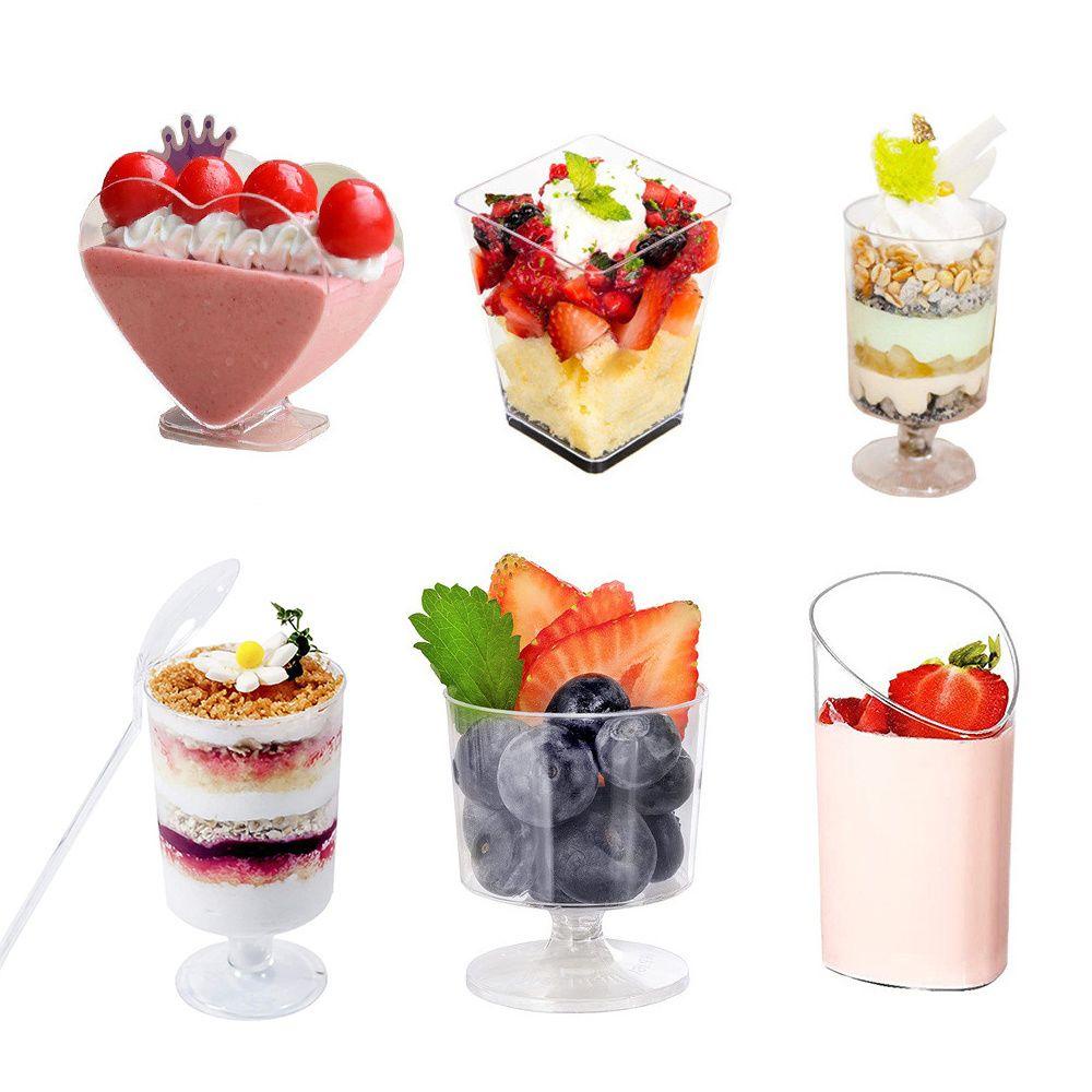 Top 10/20Pcs Dessert Cup Bakeware Transparan Perlengkapan Pesta Mousses