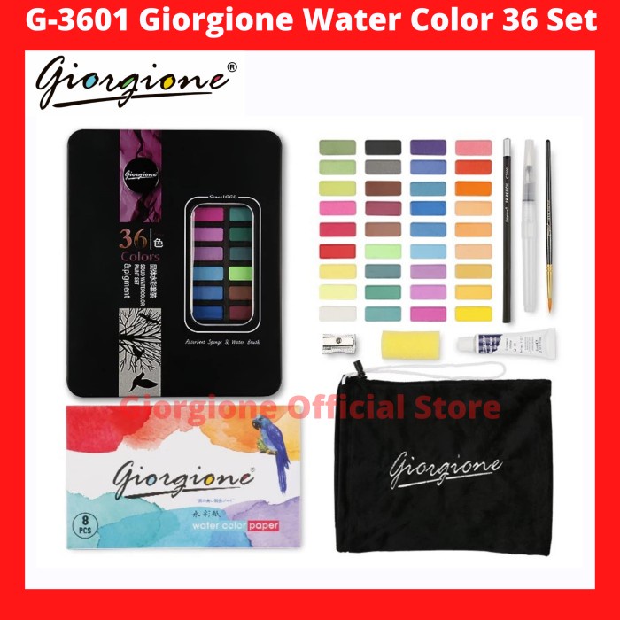 

Produk Terbaru G-3601 Giorgione Water Color Set 36 Warna Kuas Lukis Cat Air Solid
