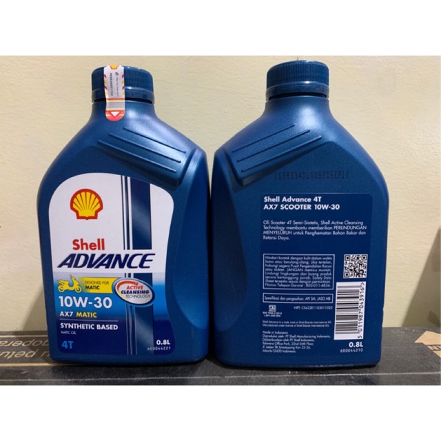 Shell Advance Ax7 Matic Scooter Sae 10 30 800ml Dijamin Asli Shopee Indonesia